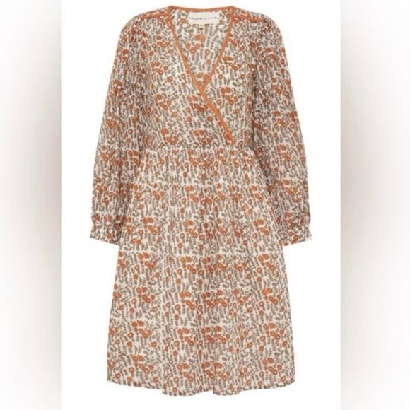 Daughters of India NEW Binita Mini Dress Apricot Color Size Large Orange White - Picture 3 of 16